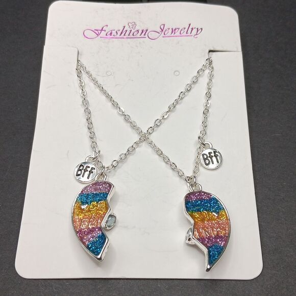 New 2 PC Set Best Friends Multicolor Heartshaped Magnetic - Picture 2 of 3